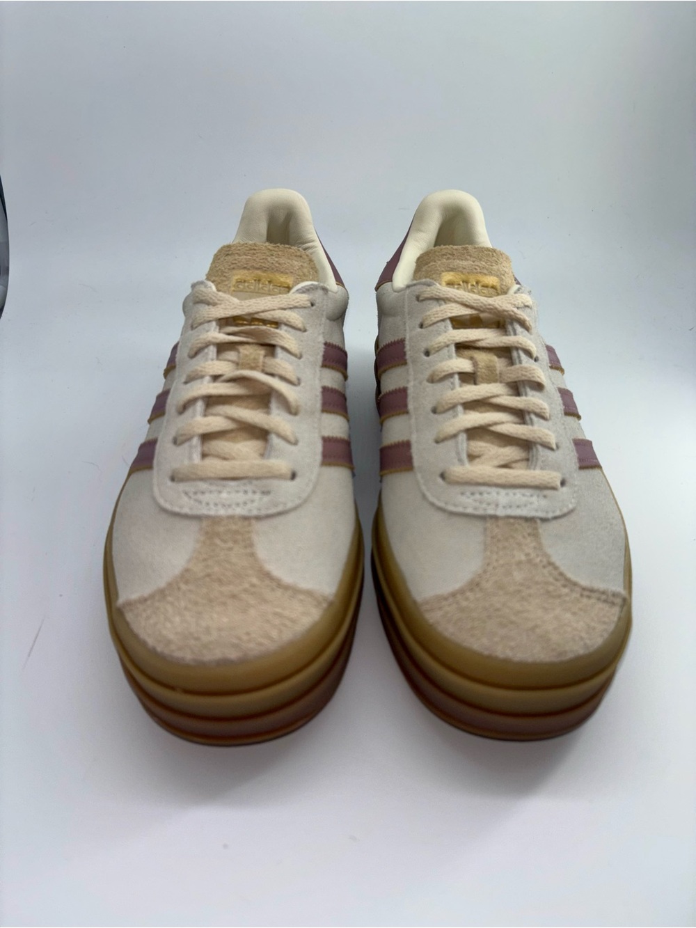 Adidas Original Gazelle Platform Suede Sneakers Cream/Clay/Sand Mauve Stripes W7 - Picture 2 of 8